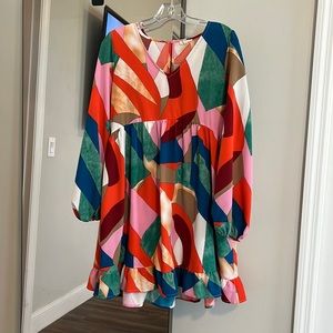 Multi color dress perfect for fall events!